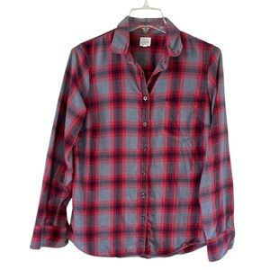 J.Crew Plaid Button-down Shirt Long Buttoned Sleeves Size Small Gray and Red